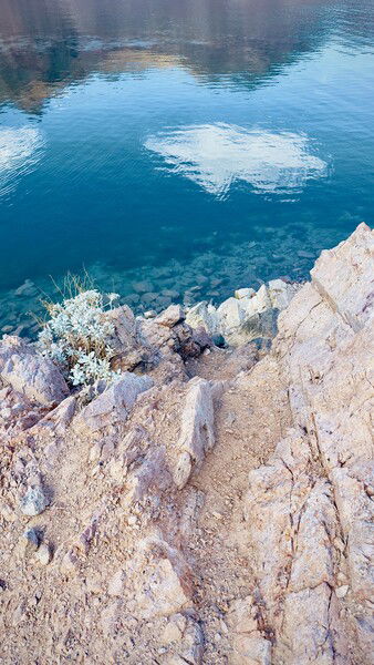Cloud reflections at the rivers edge