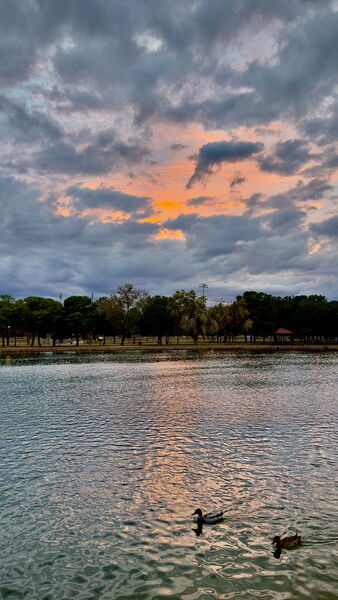 Sunset breaks through to say goodbye