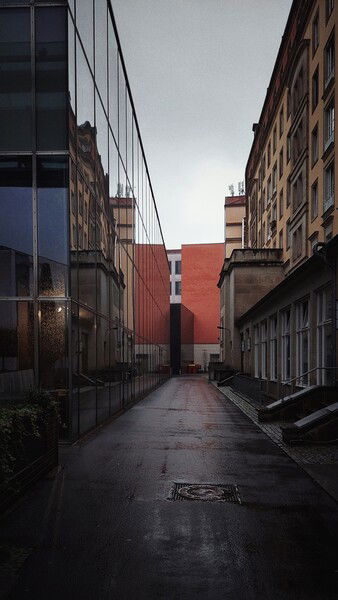 Later. The city and the rain.